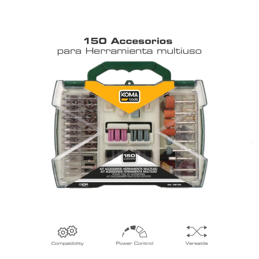 ACCESORIOS PARA MINI HERRAMIENTA MULTIUSOS ROTATIVA REF: 08709, SET 150 PIEZAS