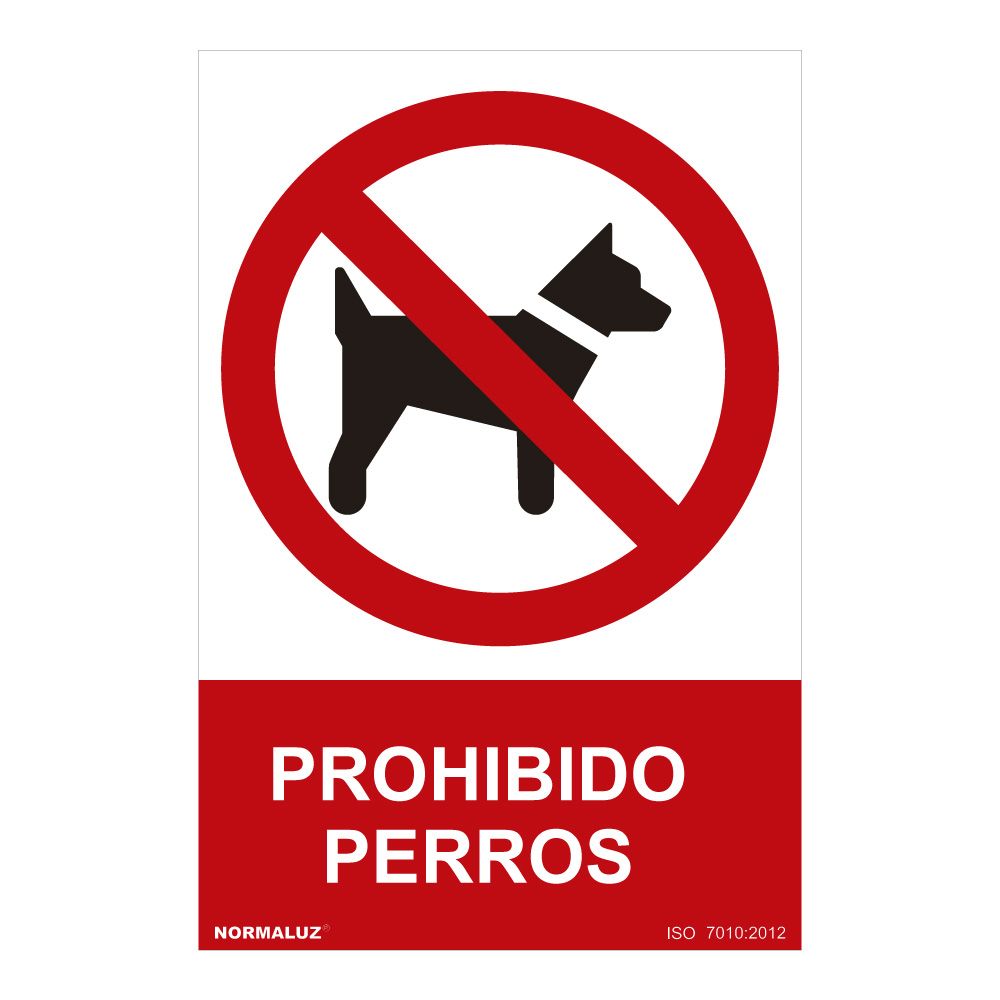 SEÑAL PROHIBIDO «PROHIBIDO PERROS» (PVC 0.7mm) 30x40cm NORMALUZ