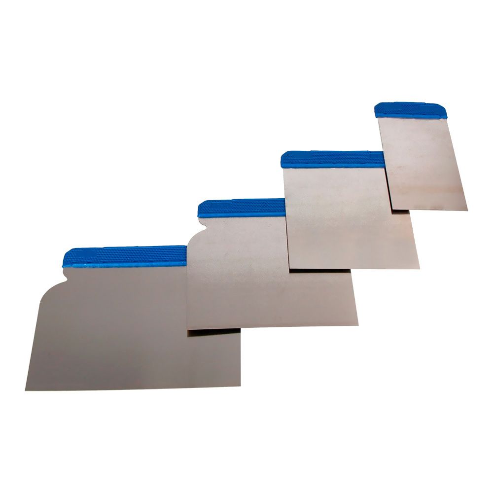 ESPÁTULAS DE CARROCERO ACERO INOXIDABLE, JUEGO 4 PIEZAS – 5 cm, 8 cm, 10 cm, 12 cm