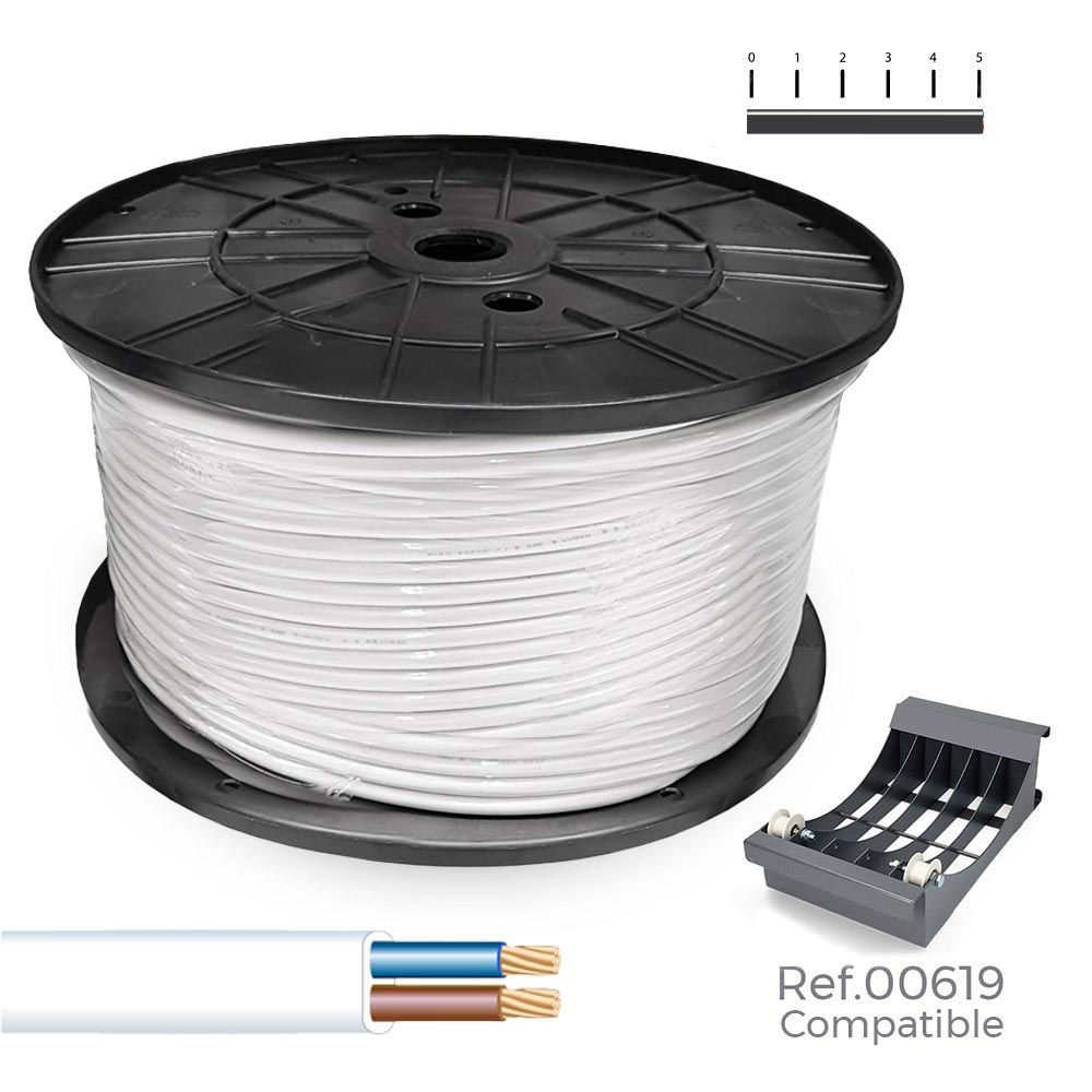 MANGUERA PLANA H03VVH2-F 2 x 0,75 mm² BLANCA, 700 m. (BOBINA GRANDE)