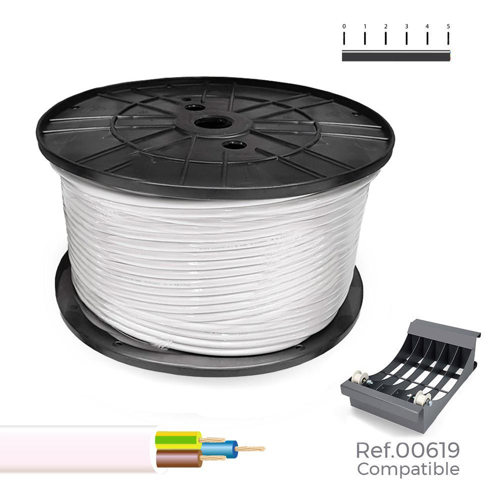 MANGUERA TUBULAR H05VV-F 3 G 2,50 mm² BLANCA, 100m. (BOBINA GRANDE)