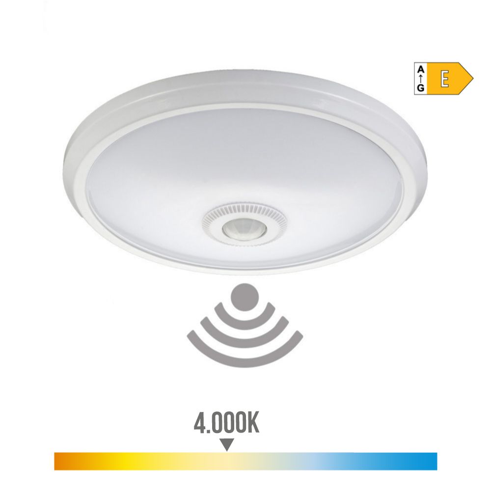 APLIQUE DE SUPERFICIE LED CON SENSOR IP20 15 w 4000 k LUZ DIA Ø29 x 6 cm