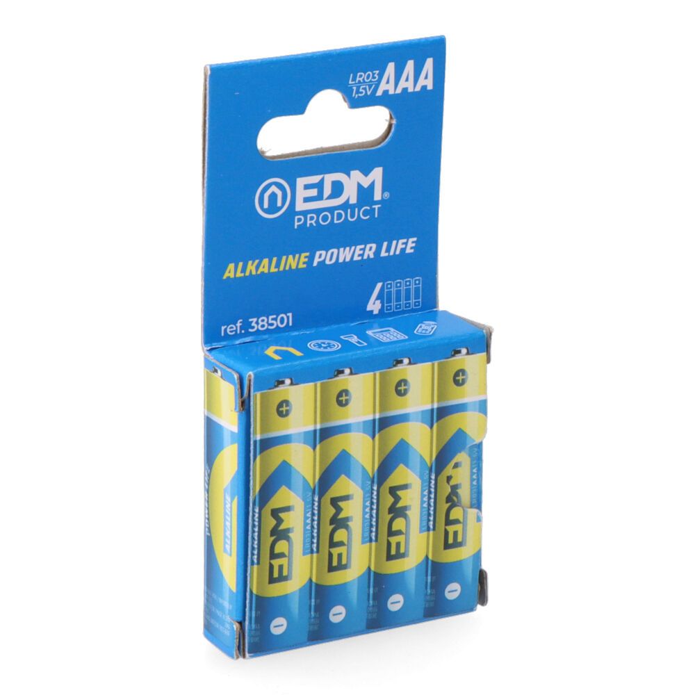 PILA ALKALINA POWER LIFE AAA – LR03 1,5V Ø10,5 x 44,5 mm, BLISTER 4 uds