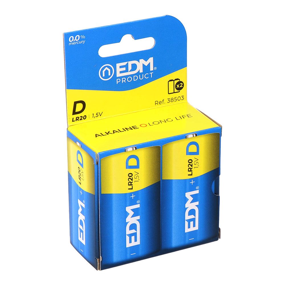 PILA ALKALINA POWER LIFE D – LR20 1,5V Ø34,2 x 61,5 mm, BLISTER 2 uds