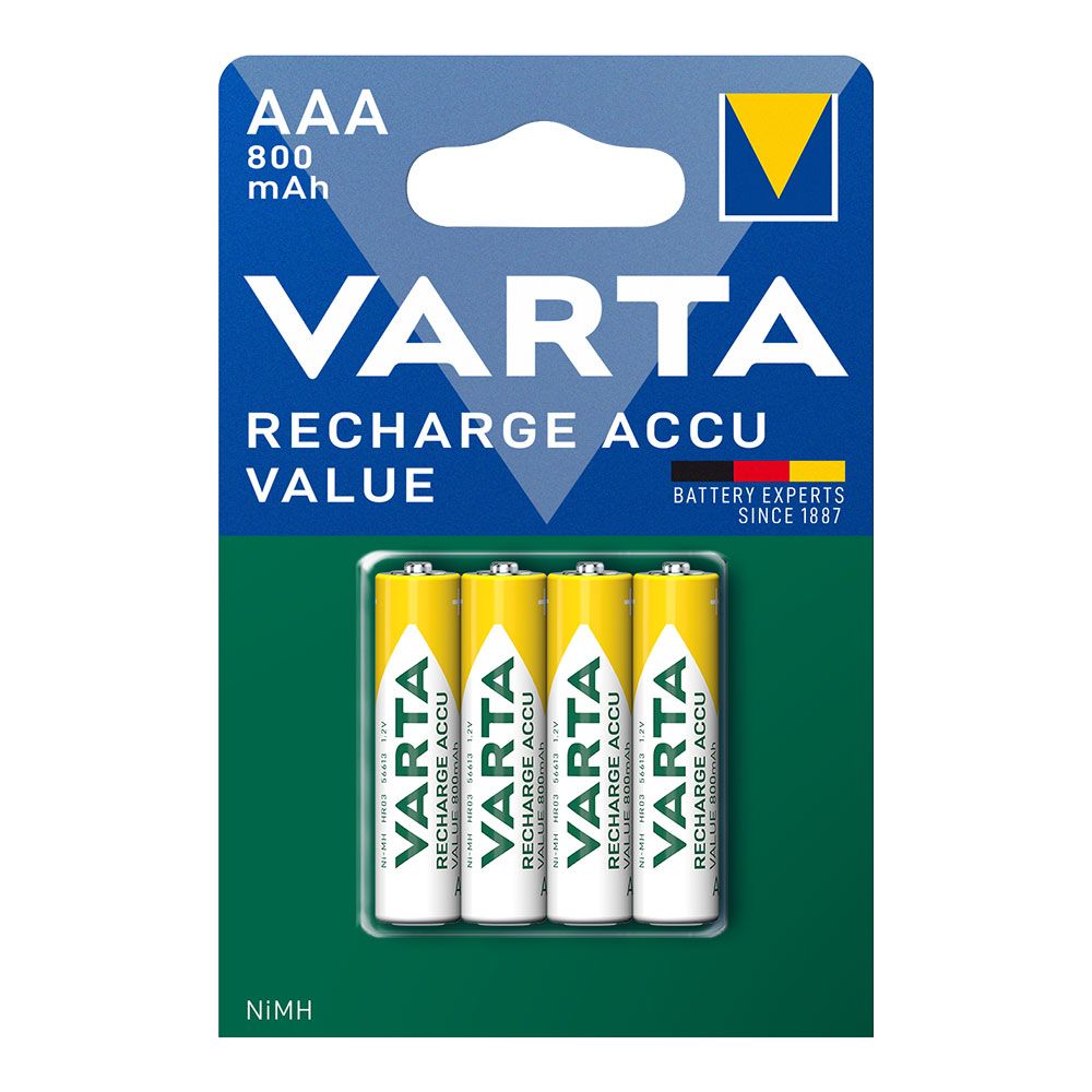 PILA VARTA RECARGABLE ACCU AAA – HR03 800 mA (BLISTER 4 unid.) Ø10,5×44,5mm