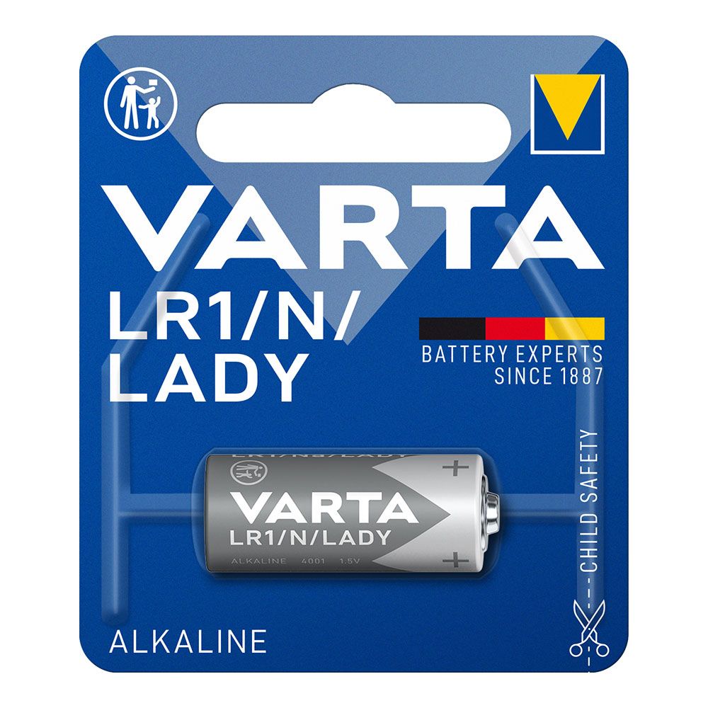 PILA VARTA ALKALINA LR1 LADY 1,5V (BLISTER 1 unid.) Ø12×30,2mm