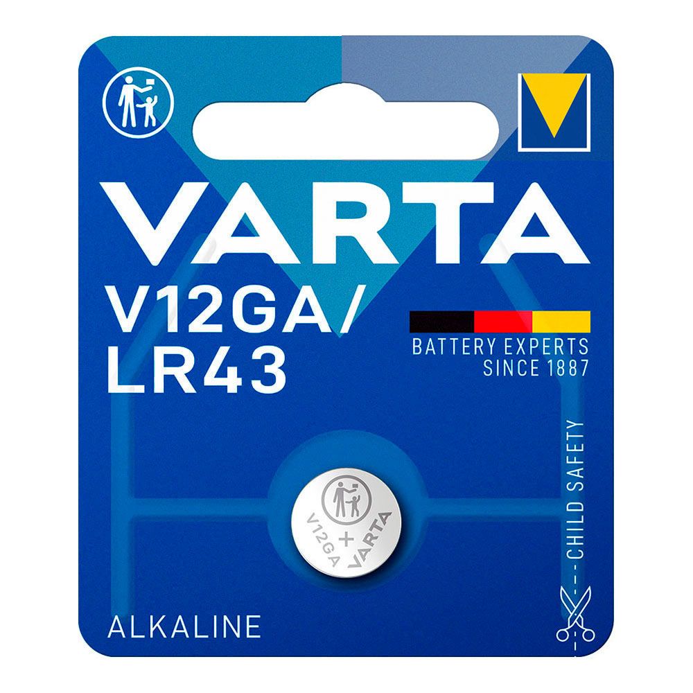 MICRO PILA DE BOTÓN ALCALINA LR43 – V12GA 1,5 V Ø11,6 x 4,2 mm BLISTER