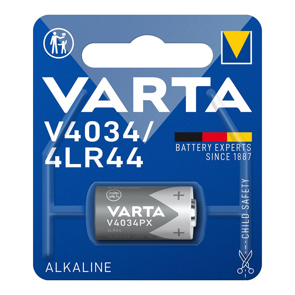 PILA VARTA ALKALINA V4034PX / 4LR44 6V (BLISTER 1 unid.) Ø13×25,2mm