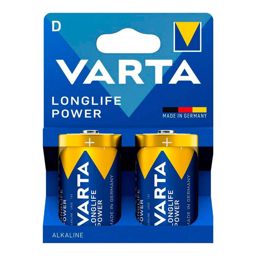 PILA ALKALINA LONGLIFE POWER D – LR20 (BLISTER CARTÓN 2 uds) Ø34,2 x 61,5 mm