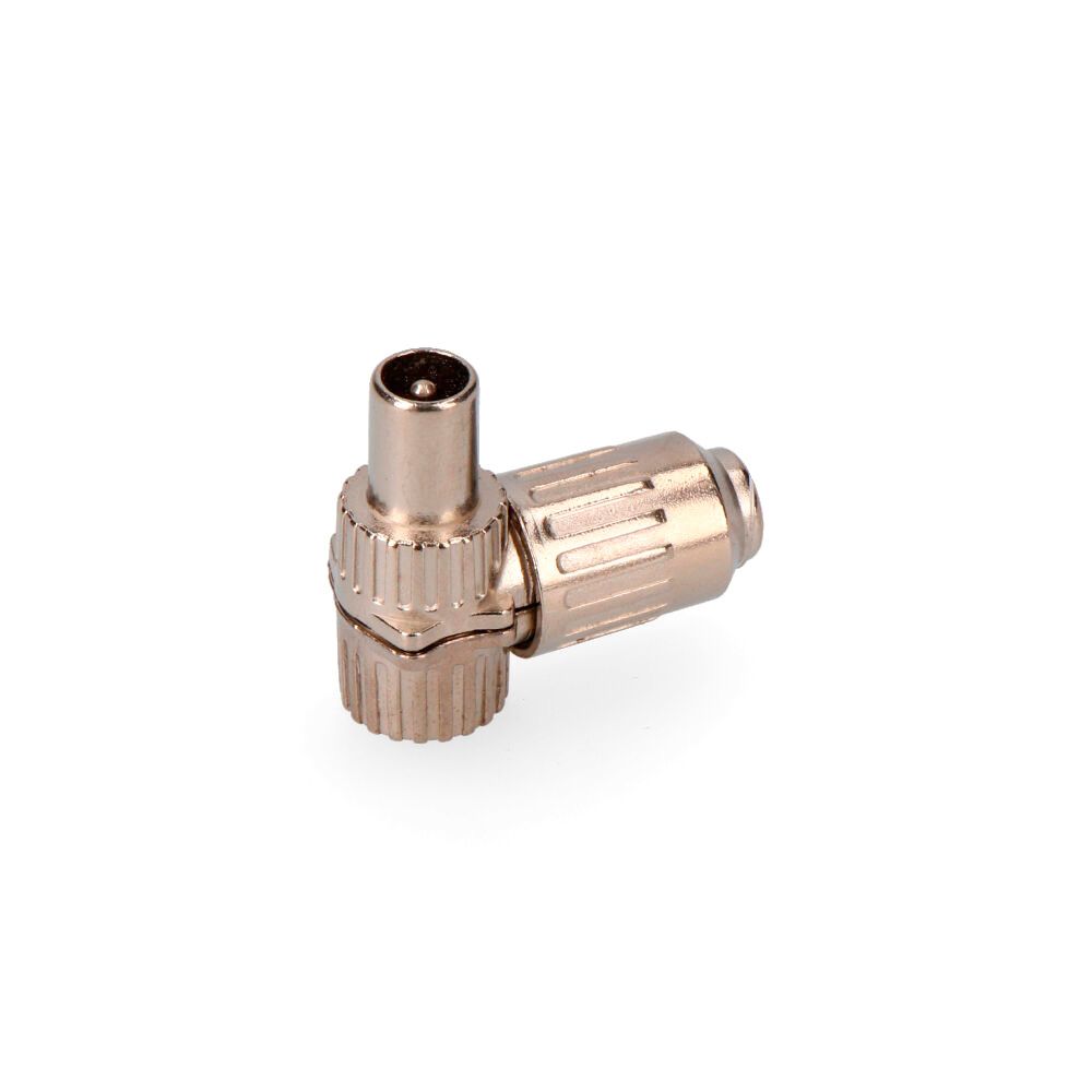 CLAVIJA MACHO TV ACODADA METÁLICA 9,5mm (RETRACTILADO)