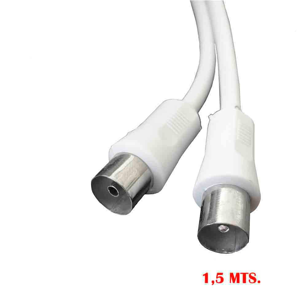 PROLONGACIÓN TV RECTA 9,5 mm 1,5m ENVASADA BLANCA