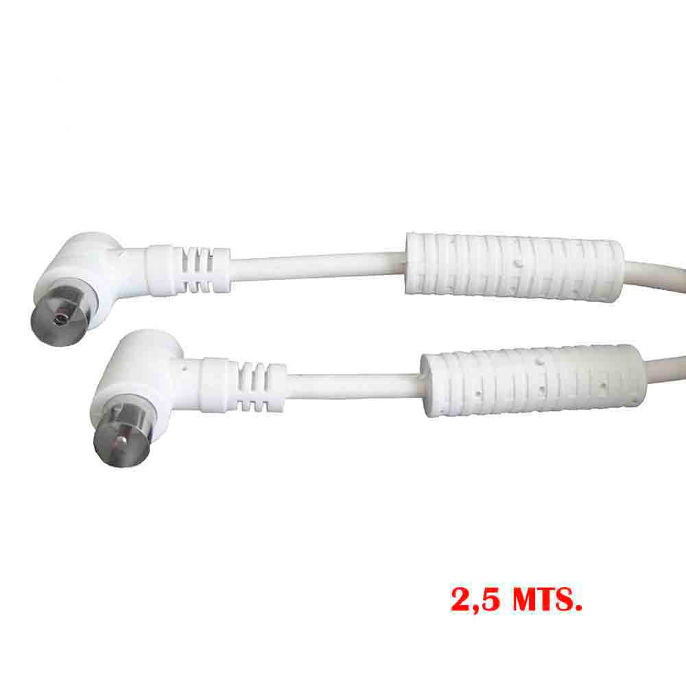 PROLONGACION TV-VIDEO ACODADA CON FILTRO 9,5mm – 2,5m BLANCO