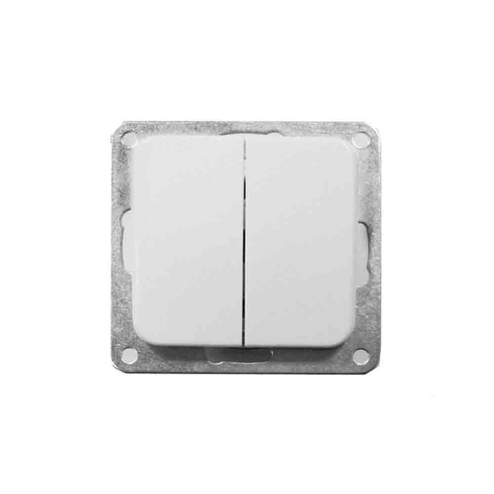 DOBLE INTERRUPTOR EMPOTRAR «SERIE TERM» BLANCO 70x30x70mm (BOLSA BLISTER)