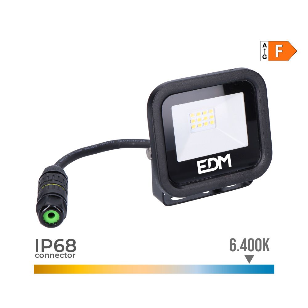 FOCO PROYECTOR LED 10 W 800 lm 6400 K LUZ FRÍA, BLACK SERIES – 9,2 x 8,1 x 2,7 cm