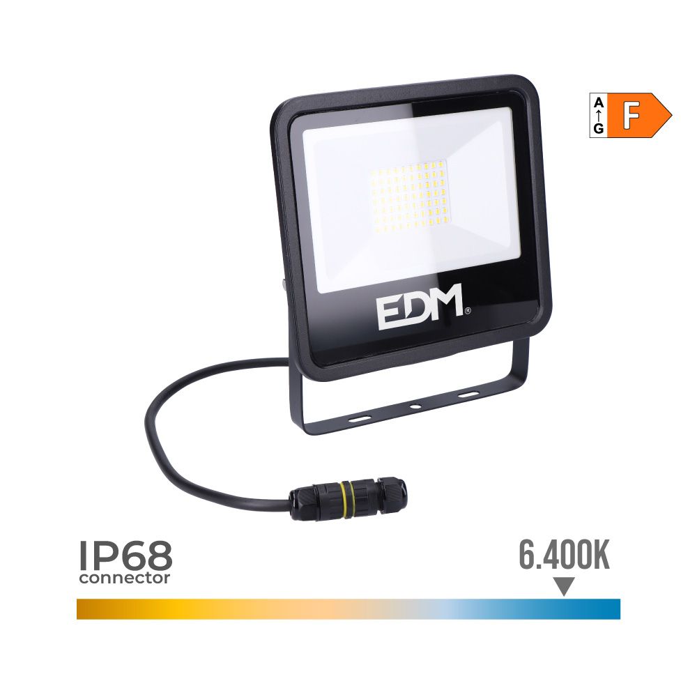 FOCO PROYECTOR LED 50 W 4000 lm 6400 K LUZ FRÍA, BLACK SERIES – 19,2 x 17,5 x 2,9 cm
