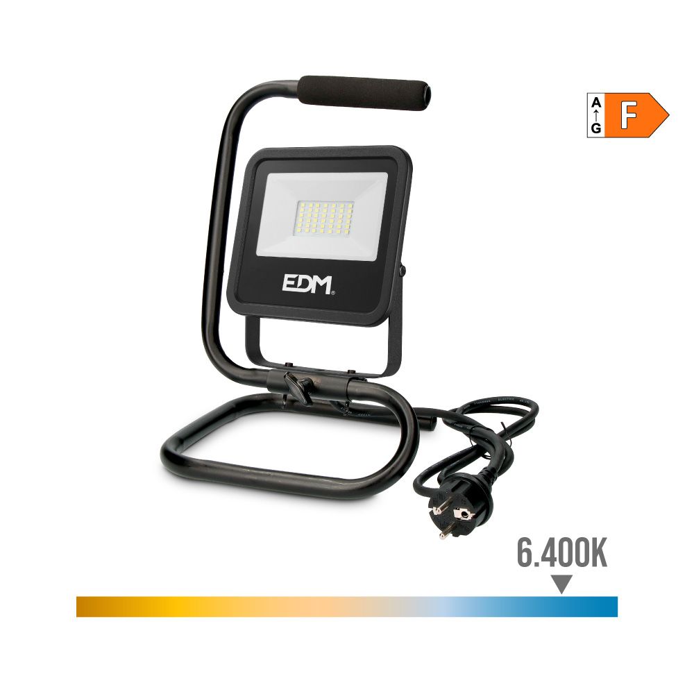 FOCO PROYECTOR LED CON PIE 30 W, 2370 lm, 6400 K, LUZ FRÍA, BLACK SERIES – 22 x 21 x 32 cm