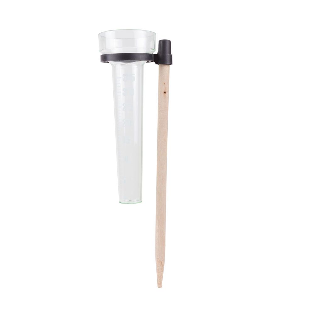 PLUVIÓMETRO CON SOPORTE DE MADERA Ø8 x 24 cm