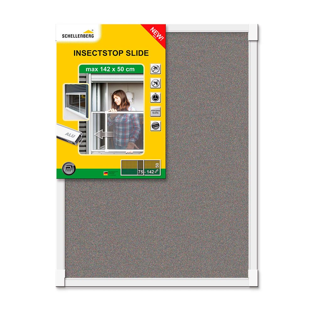 MOSQUITERA CON MARCO EXTENSIBLE, MALLA DE FIBRA DE VIDRIO, BLANCA, 75-142 x 50 cm