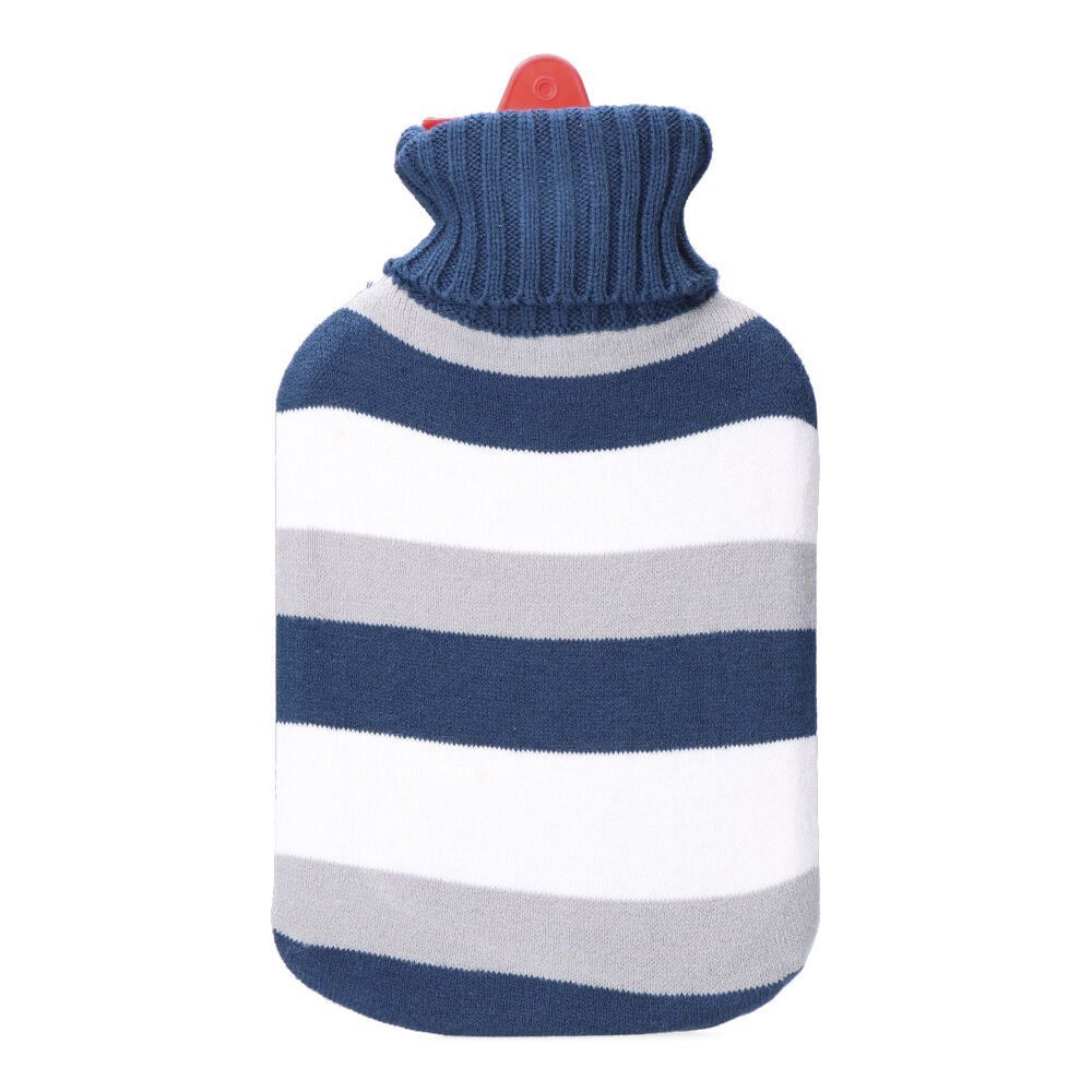 BOLSA DE AGUA CALIENTE 2 L MODELO RAYAS AZULES