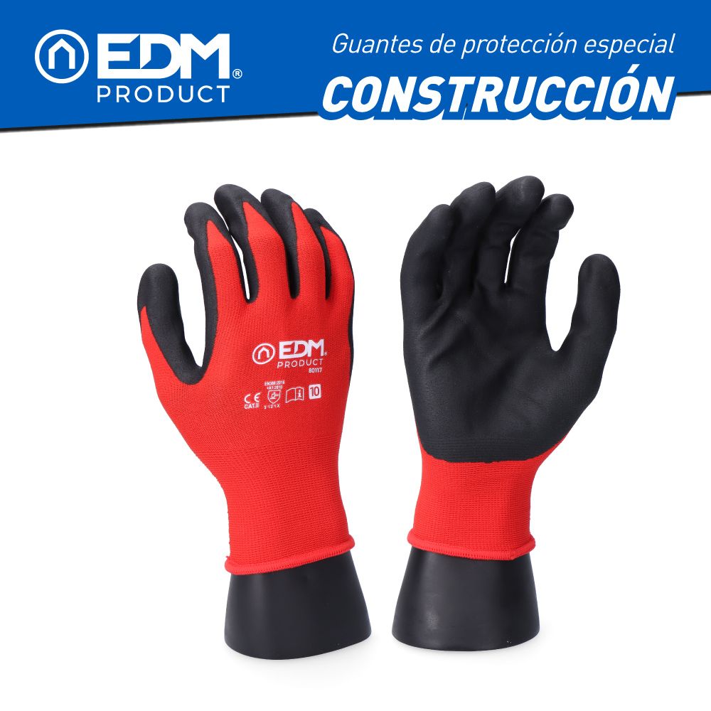 GUANTE POLIÉSTER CON PALMA LATEX PARA CONSTRUCCIÓN, T-07