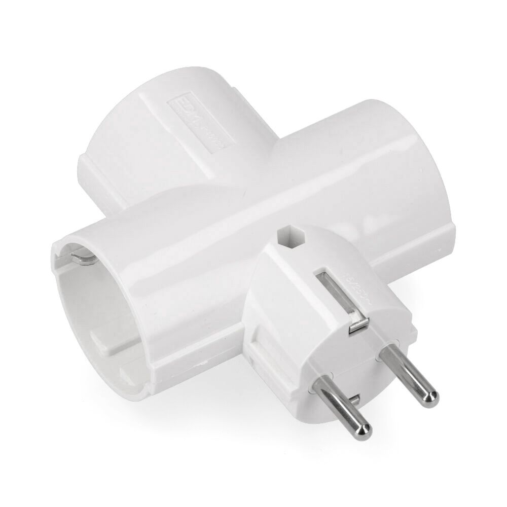 CLAVIJA TRIPLE DE BAQUELITA TIPO F T/TL 16A 250V BLANCA (ENVASADA)