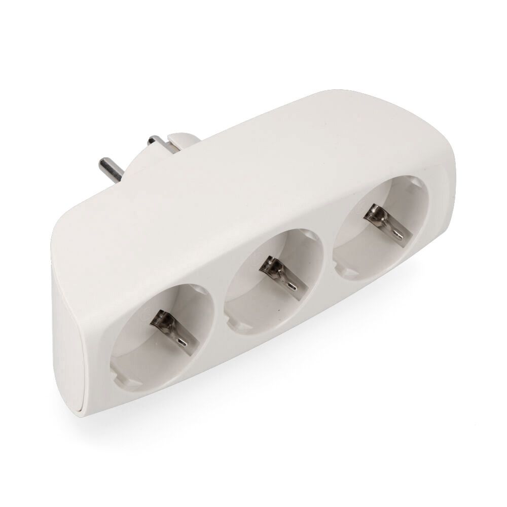MULTICONECTOR T/TL TRIPLE SALIDA TIPO F 4,8mm ECONÓMICO MÁX 3680W  BLANCO (ENVASADO)