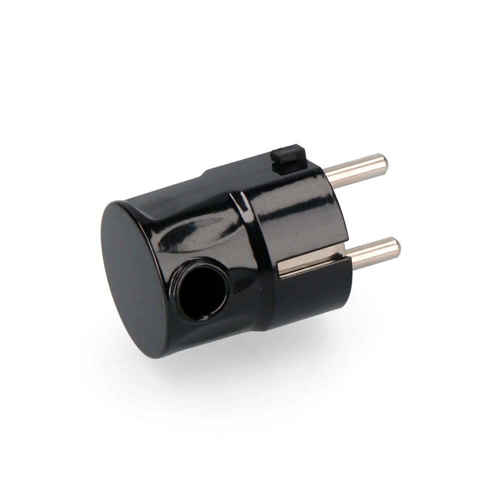 CLAVIJA TIPO F T/TL 16 A SALIDA LATERAL 4,8mm NEGRA (RETRACTILADA) EDM