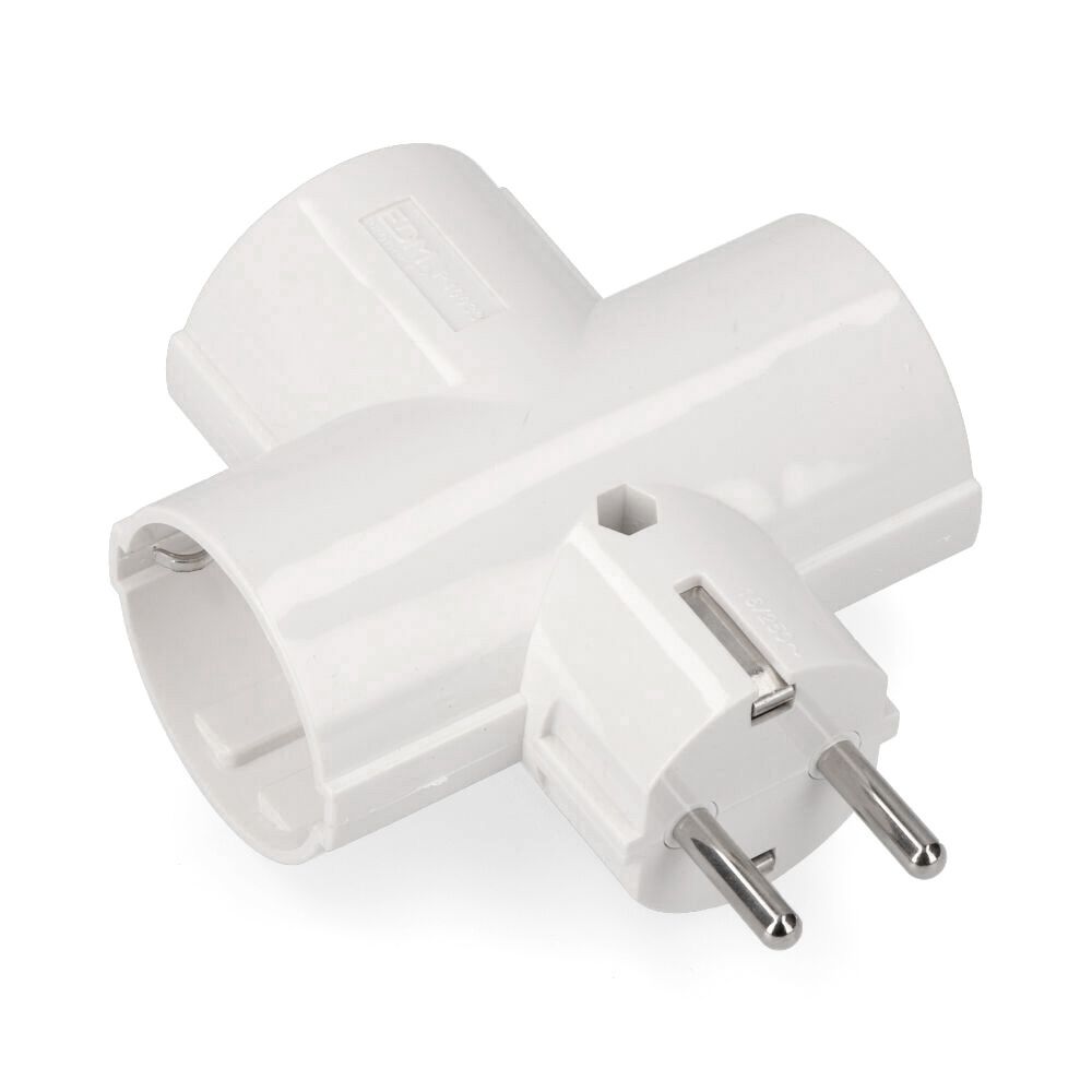 ADAPTADOR TRIPLE 2P+T, 16 A 250 V~, BLANCO, RETRACTILADO